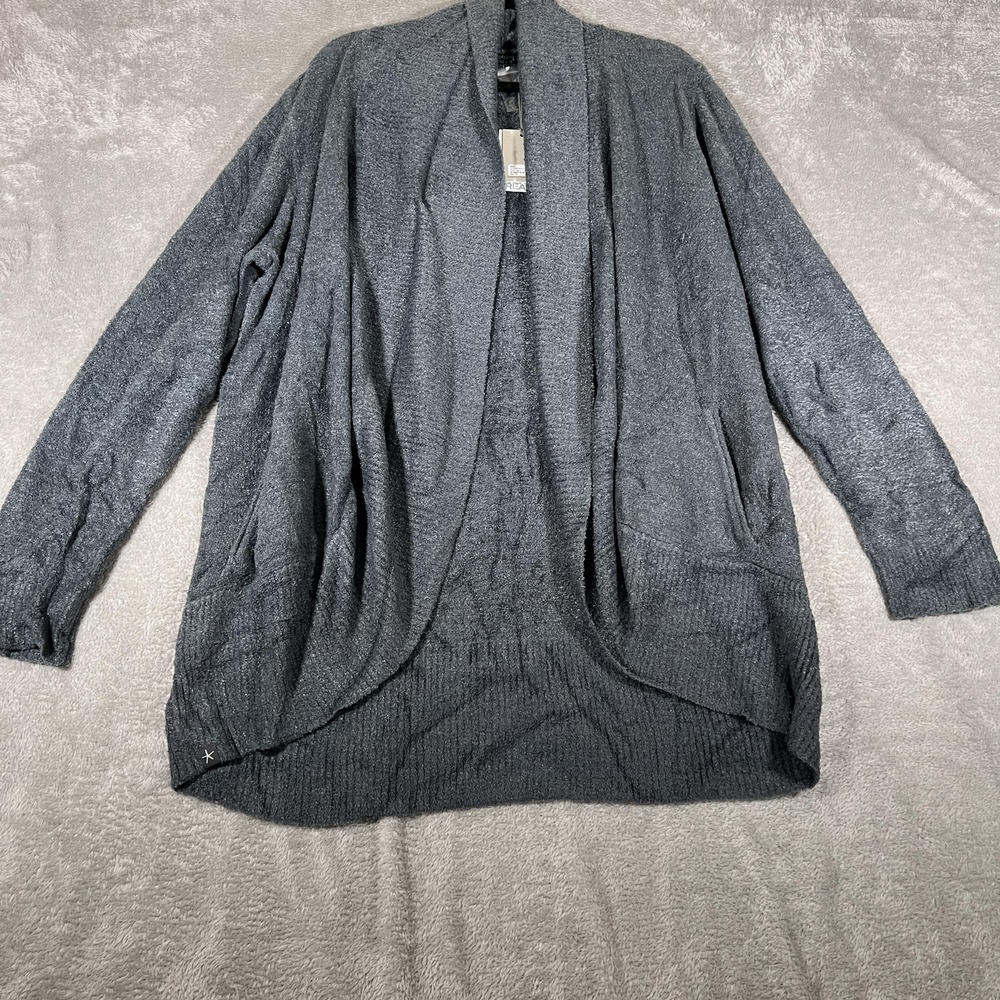 Barefoot Dreams Cardigan Womens 2X Gray CozyChic Lite Open Front Draped Pockets